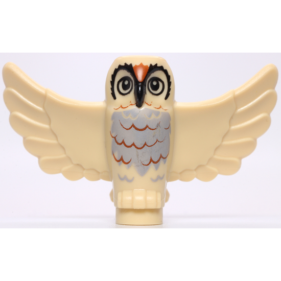 Owl, Spread Wings with Black Beak and Eyes, Light Bluish Gray Chest, Dark Orange Forehead and Rippled Feathers Pattern (BAM)
