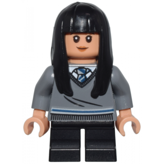 Cho Chang - Dark Bluish Gray Ravenclaw Sweater with Crest, Black Short Legs, Hard Plastic Hair
