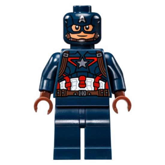 Captain America - Dark Blue Suit with Reddish Brown Belt and Harness, Reddish Brown Hands, Mask