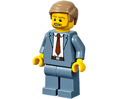 Plane Passenger - Male, Sand Blue Suit, Dark Red Tie, Dark Tan Hair Short Combed Sideways, Beard