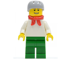 Plain White Torso with White Arms, Green Legs, Helmet and Scarf