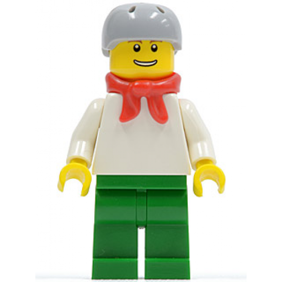 Plain White Torso with White Arms, Green Legs, Helmet and Scarf