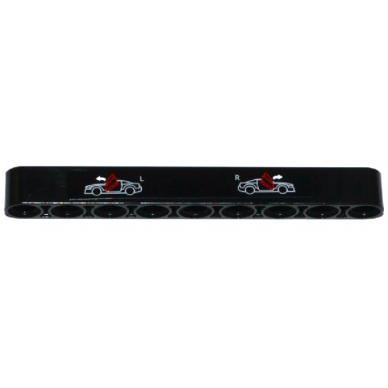 Technic, Liftarm 1 x 9 Thick with 2 Supercars, White Arrows, 'L' and 'R' Pattern (Sticker) - Set 8070