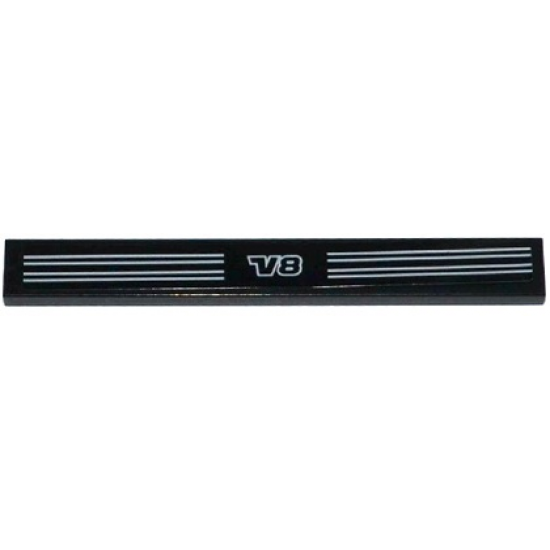 Tile 1 x 8 with Gray Stripes and 'V8' Pattern (Sticker) - Set 8070