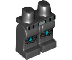 Hips and Legs with Dark Bluish Gray and Medium Azure Knee Pads and Pearl Dark Gray Belt with Silver Buckle Pattern