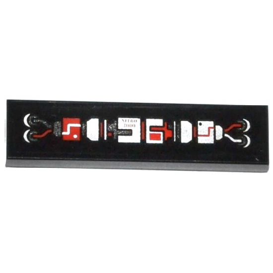 Tile 1 x 4 with Wires, 'NITRO 3000' and Red, Dark Bluish Gray and Silver Mechanical Pattern (Sticker) - Set 70161