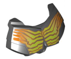 Large Figure Part Chest Armor Small with Yellow and Orange Cracked Muscle Lines Pattern