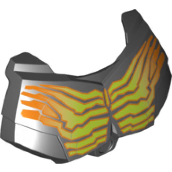 Large Figure Part Chest Armor Small with Yellow and Orange Cracked Muscle Lines Pattern