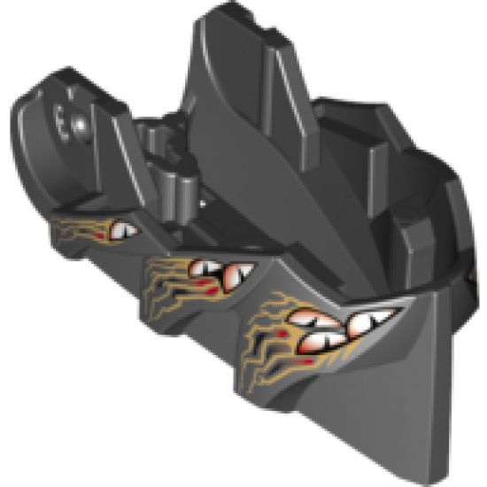 Hero Factory Creature Head, Jaw with Axle Hole with 12 White and Red Eyes and Gold Markings Pattern