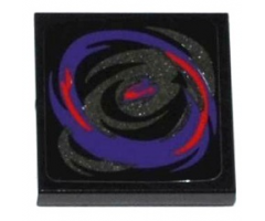 Tile 2 x 2 with Dark Purple, Pearl Dark Gray and Red Swirls Pattern (Sticker) - Set 70728