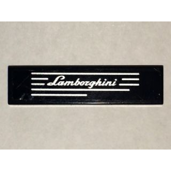 Tile 1 x 4 with Silver 'Lamborghini' & Stripes Pattern Model Left Side (Sticker) - Set 8169