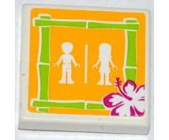 Tile 2 x 2 with Flower and Male and Female Friends Minifigures Silhouettes (Unisex Restroom) Pattern (Sticker) - Set 41008