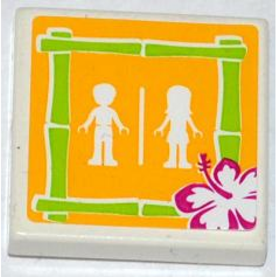 Tile 2 x 2 with Flower and Male and Female Friends Minifigures Silhouettes (Unisex Restroom) Pattern (Sticker) - Set 41008