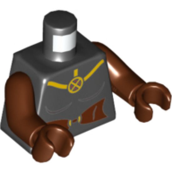 Torso Female with Yellow Cross X-Men Logo and Reddish Brown Midriff Pattern / Reddish Brown Arms / Reddish Brown Hands