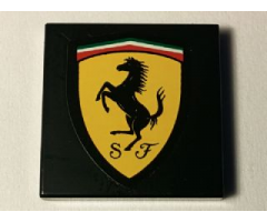 Tile 2 x 2 with Ferrari Logo with Black Border Pattern (Sticker) - Set 40194