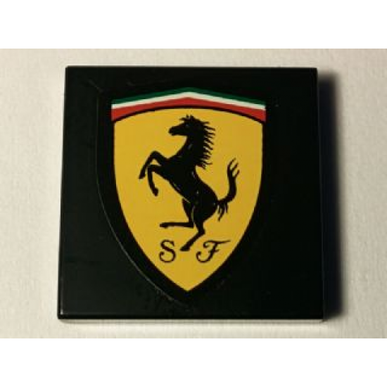 Tile 2 x 2 with Ferrari Logo with Black Border Pattern (Sticker) - Set 40194