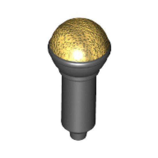 Minifigure, Utensil Microphone with Metallic Gold Top Half Screen Pattern