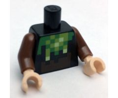 Torso Pixelated Bright Green, Lime and Dark Brown Creeper Costume Pattern / Reddish Brown Arms / Light Nougat Hands