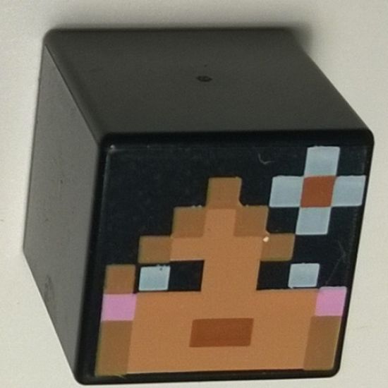 Minifigure, Head, Modified Cube with Minecraft Skin 2 Pattern