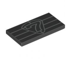 Tile 2 x 4 with Silver '7' and Grille Lines Pattern