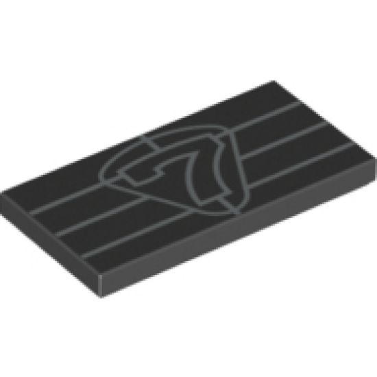 Tile 2 x 4 with Silver '7' and Grille Lines Pattern