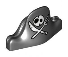 Minifigure, Headgear Hat, Pirate Bicorne Large with Skull and Crossed Knife and Fork Pattern