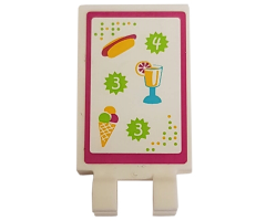 Tile, Modified 2 x 3 with 2 Clips with Menu with Hot Dog, Drink and Ice Cream Cone Pattern (Sticker) - Set 41008