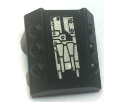 Brick, Modified 2 x 2 No Studs, Sloped with 6 Side Pistons Raised with Metal Patch Plates and Nozzles Pattern (Sticker)