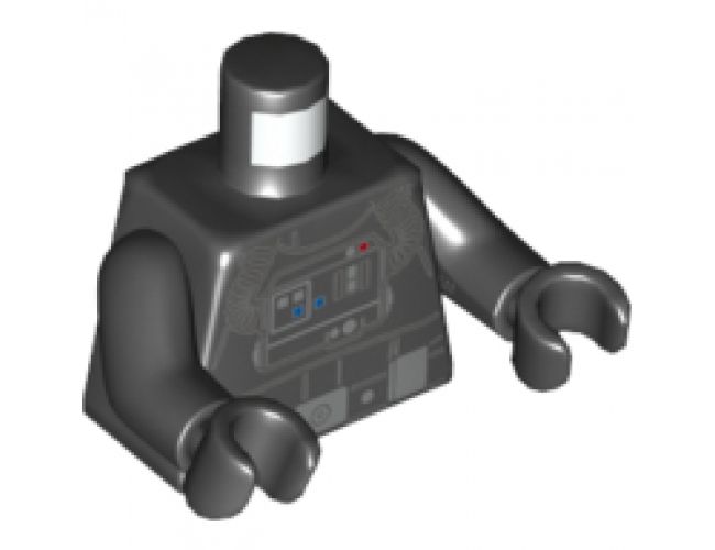 Torso SW TIE Pilot, Detailed with Back Print, Belt with Two Silver Pocket Devices Pattern / Black Arms / Black Hands
