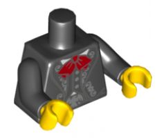 Torso Suit Jacket Bolero with Silver Trim, Vest, Red Bow Tie, Silver Eagle Belt Buckle Pattern / Black Arms / Yellow Hands