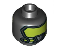 Minifigure, Head Dual Sided Lime Headband and Cheek Lines / Gas Mask and Lime Goggles Pattern (Batman) - Hollow Stud