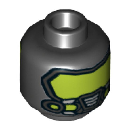 Minifigure, Head Dual Sided Lime Headband and Cheek Lines / Gas Mask and Lime Goggles Pattern (Batman) - Hollow Stud