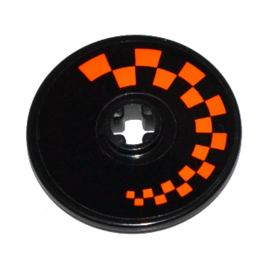 Technic, Disk 3 x 3 with Orange Checkered Pattern Model Left Side (Sticker) - Set 42048