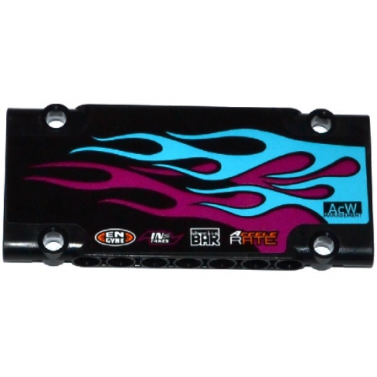 Technic, Panel Plate 5 x 11 x 1 with Medium Azure and Magenta Flames and Sponsor Logos Pattern Model Right (Sticker) - Set 42050