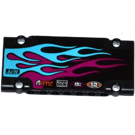 Technic, Panel Plate 5 x 11 x 1 with Medium Azure and Magenta Flames and Sponsor Logos Pattern Model Left (Sticker) - Set 42050