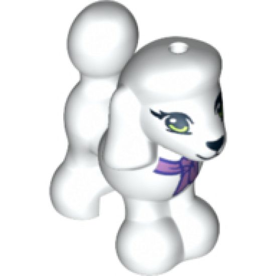 Dog, Friends, Poodle with Dark Purple and Medium Lavender Bow, Lime Eyes and Black Nose and Mouth Pattern