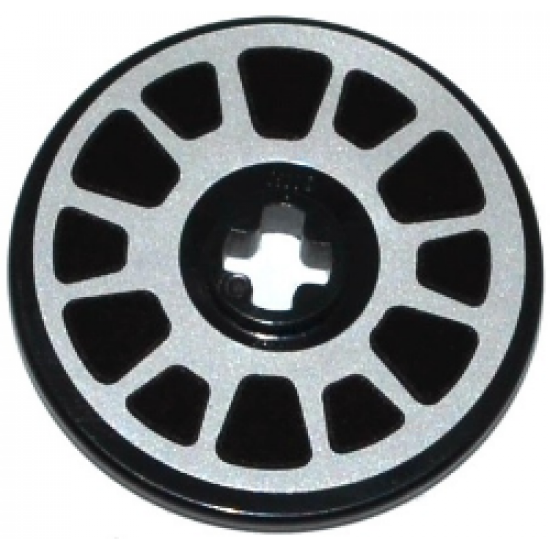 Technic, Disk 3 x 3 with Silver Rim with 12 Spokes Pattern (Sticker) - Set 42047