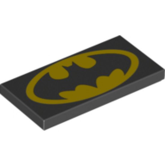 Tile 2 x 4 with Batman Logo Oval Pattern