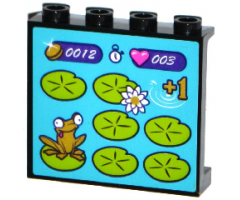 Panel 1 x 4 x 3 with Side Supports - Hollow Studs with Frog on Lilypad Arcade Game Display Pattern (Sticker) - Set 41127