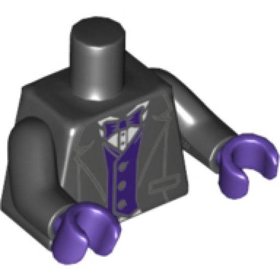 Torso Tuxedo Jacket, White Shirt, Dark Purple Bow Tie and Vest Pattern / Black Arms / Dark Purple Hands