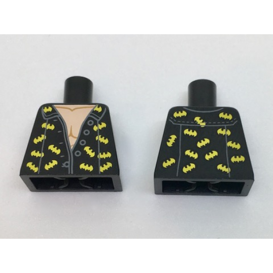 Torso Batman Open Shirt with Dark Bluish Gray Buttons, Trim and Yellow Bats Pattern