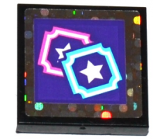 Tile 2 x 2 with 2 Star Tickets on Dark Purple Background Pattern (Sticker) - Set 41130