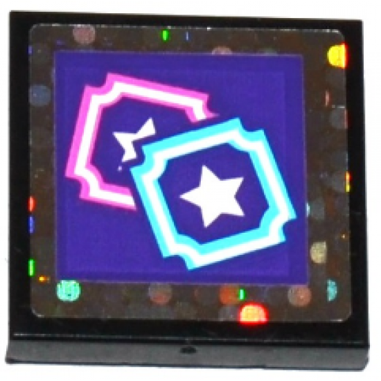 Tile 2 x 2 with 2 Star Tickets on Dark Purple Background Pattern (Sticker) - Set 41130