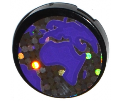 Tile, Round 2 x 2 with Bottom Stud Holder with Dark Purple Flat Earth Map Pattern (Sticker) - Set 41130