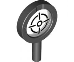 Minifigure, Utensil Magnifying Glass Thick Frame and Solid Handle with Trans-Clear Lens with Crosshairs Pattern