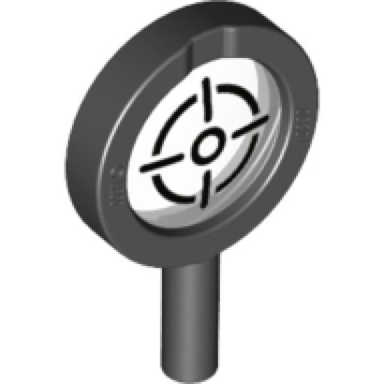 Minifigure, Utensil Magnifying Glass Thick Frame and Solid Handle with Trans-Clear Lens with Crosshairs Pattern