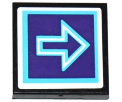 Tile 2 x 2 with Medium Azure and White Arrow Outlines on Dark Purple Background Pattern (Sticker) - Set 41130