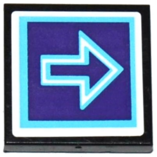 Tile 2 x 2 with Medium Azure and White Arrow Outlines on Dark Purple Background Pattern (Sticker) - Set 41130