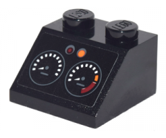 Slope 45 2 x 2 with Dashboard with 2 Gauges and Orange and Red Lights Pattern (Sticker) - Set 70903