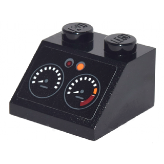 Slope 45 2 x 2 with Dashboard with 2 Gauges and Orange and Red Lights Pattern (Sticker) - Set 70903